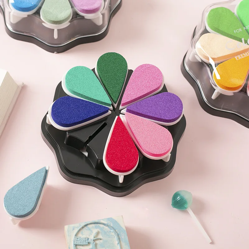 8 Color Petal Stamp Pad Children's Finger Painting Color Ink Printing Set DIY Printing Ink,Each Color Can Taken Out Separately