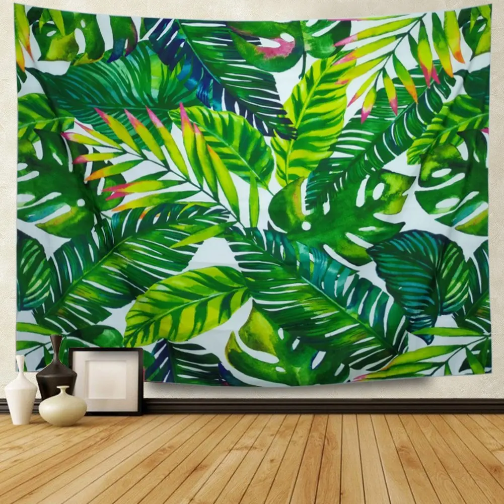 

Tapestry Wall Hanging Tropical Green Leaves Pink Exotic Leaf Tropic Banana Palm Floral Flower Bedroom Living Room