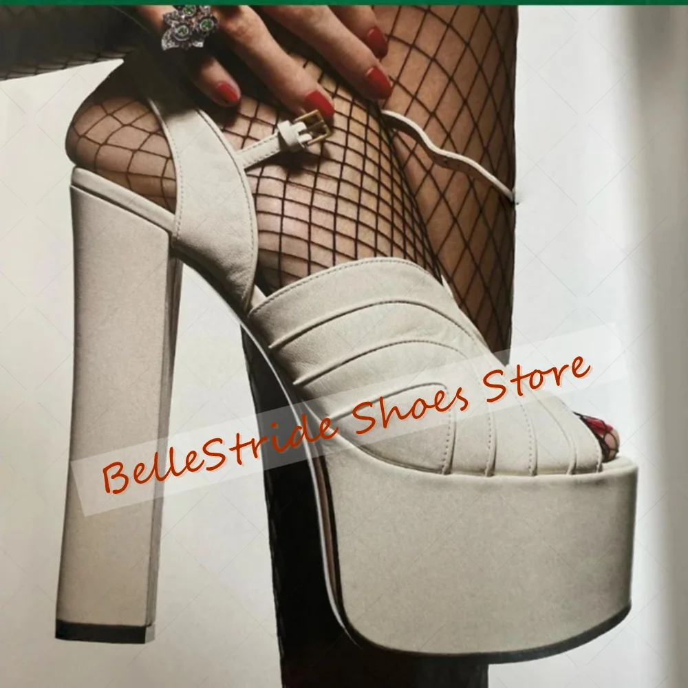 블랙 매트 가죽 플랫폼 샌들 오픈토 버클 스트랩 여성 신발 두꺼운 굽 파티 연회 데이트 2025 여성용 신발