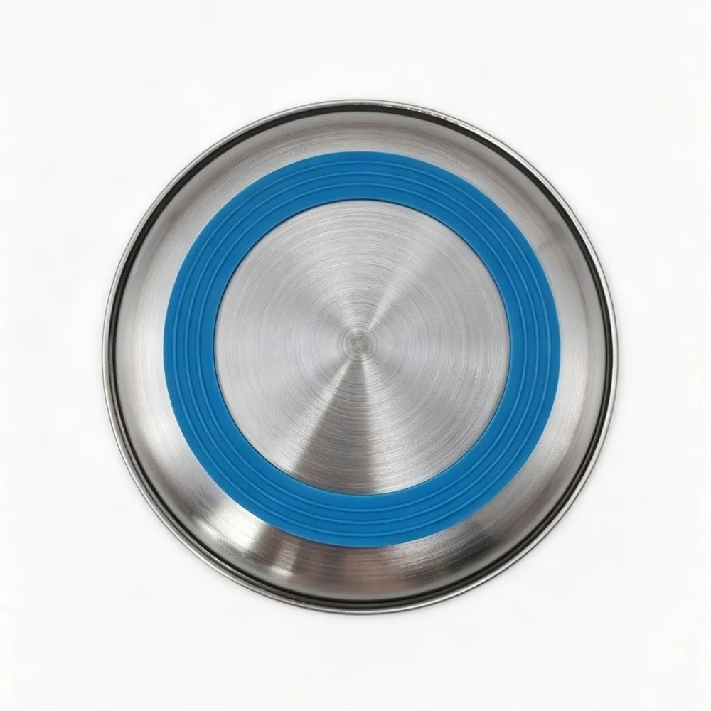 Large Capacity Stainless Steel Pet Bowl Non-Slip Silicone Base Wide Shallow Cat Water Bowls Thickened Rust Resistant