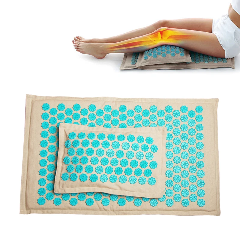 Yoga Shiatsu Mat And Pillow Massage Needle Cushion Massage Mat Yoga Mat Fitness Neck And Back Massager Home Storeable Portable