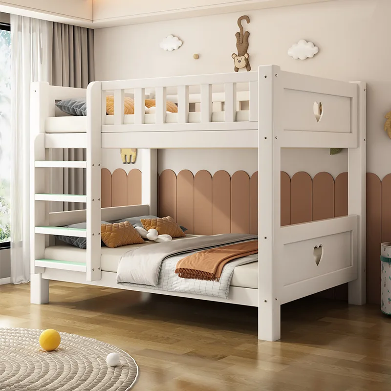 

Multifunctional mother and child bed upper and lower bunk high and low bed second layer thickened bold elevated simple modern