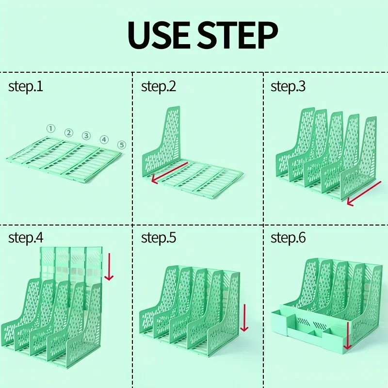 Morandi Color Desktop File Rack Multi-Column Classification Storage Information File Contract Test Paper Desktop Storage Rack Wi