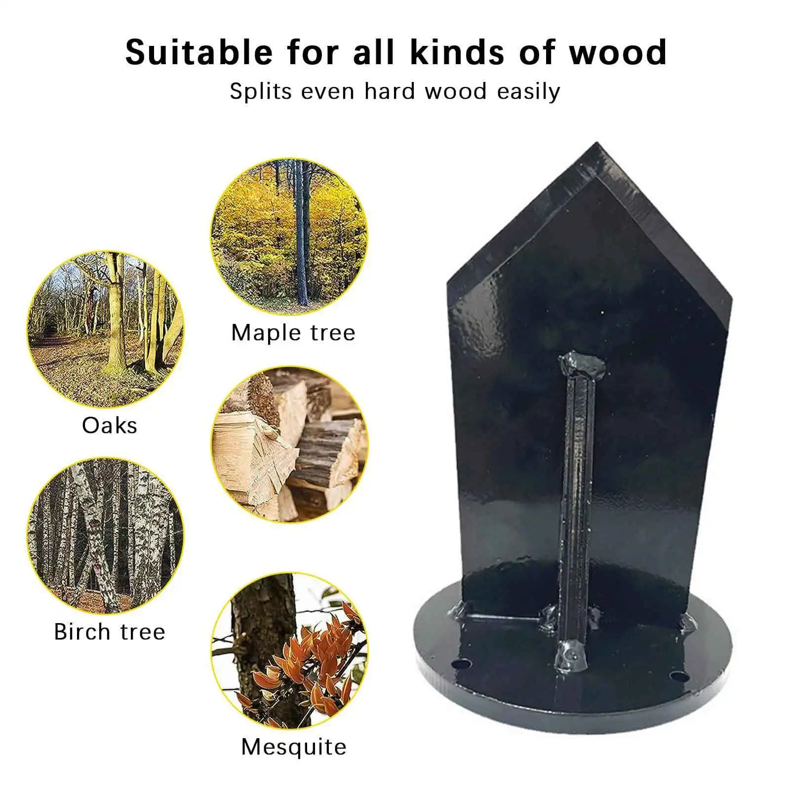 Pemisah kayu bakar vertikal baja karbon, alat pemisah kayu aman untuk perapian berkemah luar ruangan