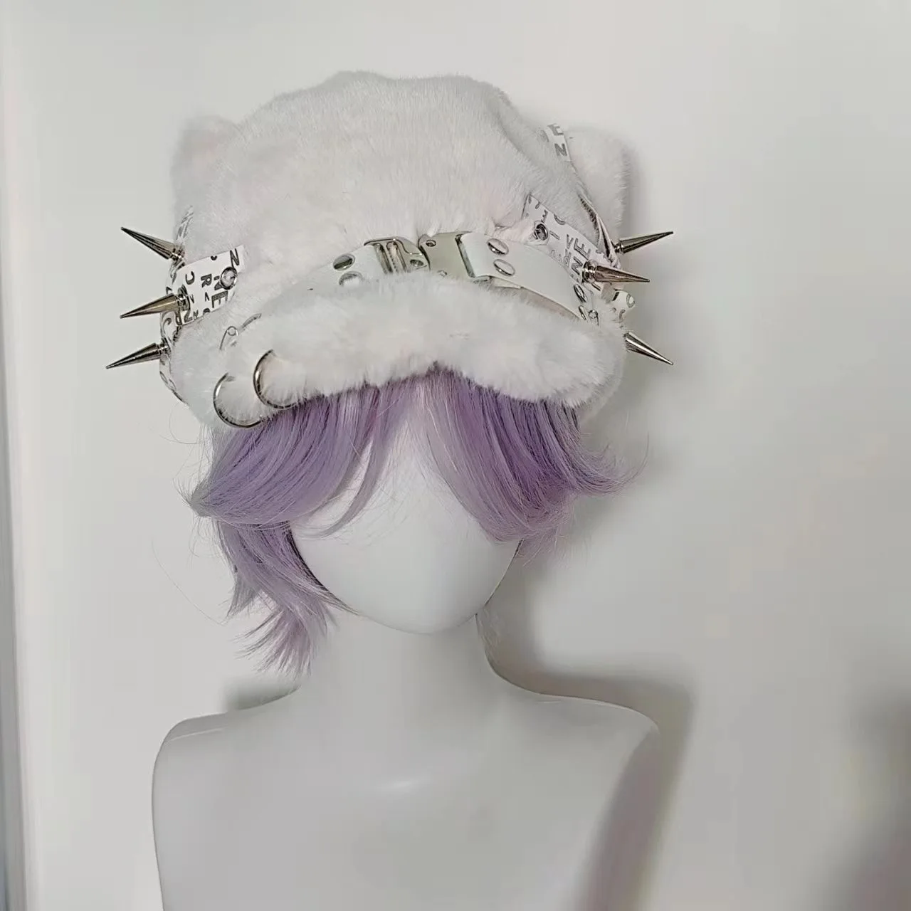 Cool Punk Subculture Harajuku Women's Handmade PU Leather Buckle Rivet Thick Hat Lolita Y2K Spicy Girls Personality Hat