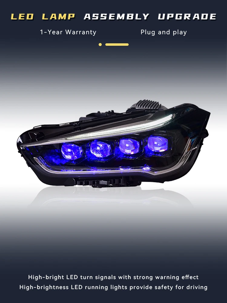 Car Lights For BMW X1 F48 F49 2016 2017 2018 2019 LED Headlight Assembly Bifocal 4 Lens DRL Highlight Signal Lamp Tool Accessory
