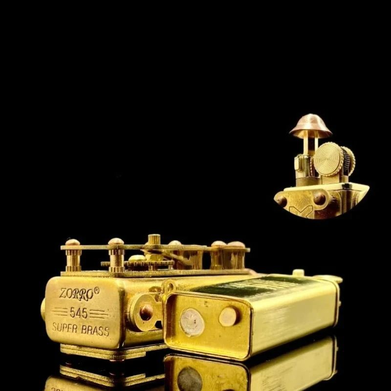 

Zorro Handmade Brass Retro Mechanical Kerosine Lighter Punk Style Steam Watt Creative Cigarette Lighting Tool Gift Collection