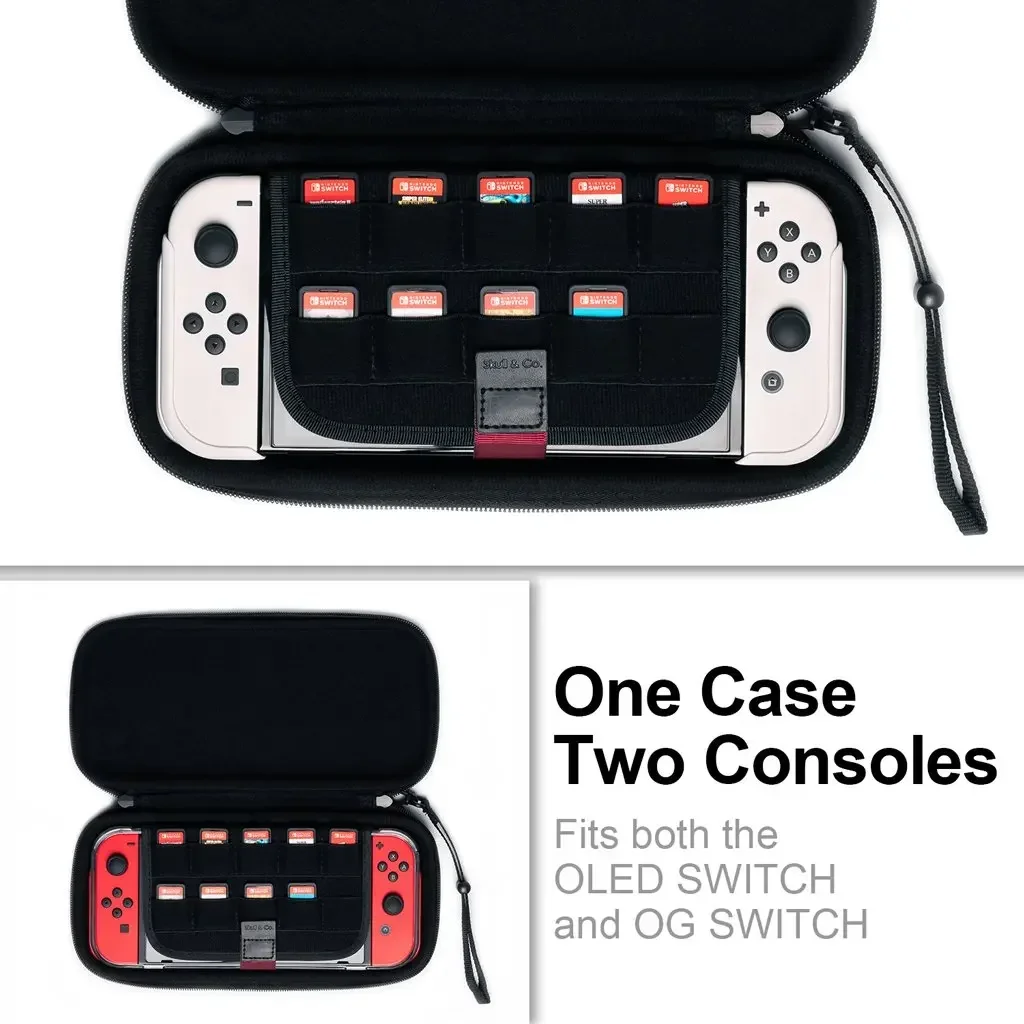 Skull & Co. EDC Case Bolsa de armazenamento portátil com casca dura Bolsa de transporte fina para console de jogos Nintendo Switch e NS OLED