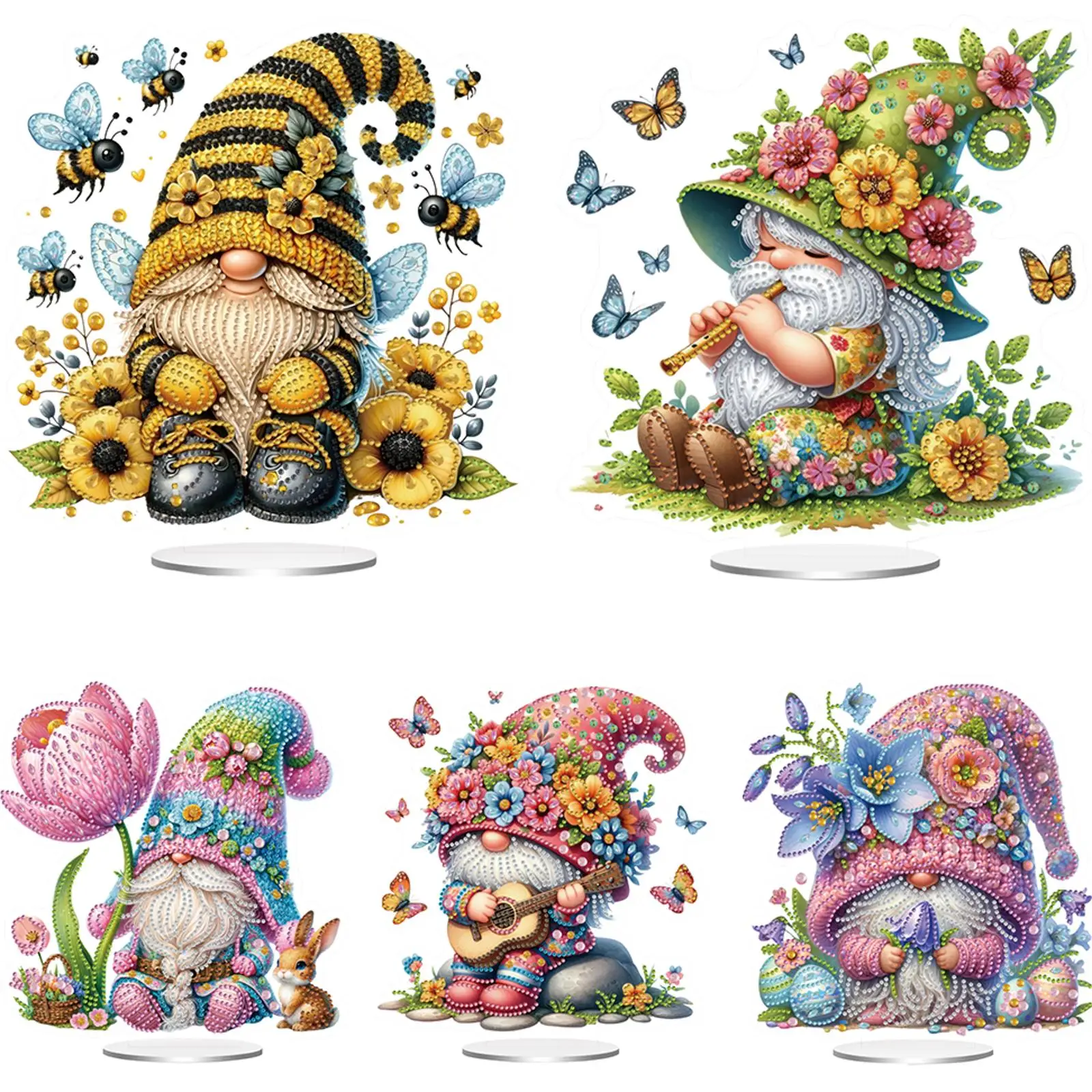 

Наборы для алмазной вышивки 5D DIY: акриловые стразы в форме тюльпана и гнома, настольные украшения, декор для рабочего стола