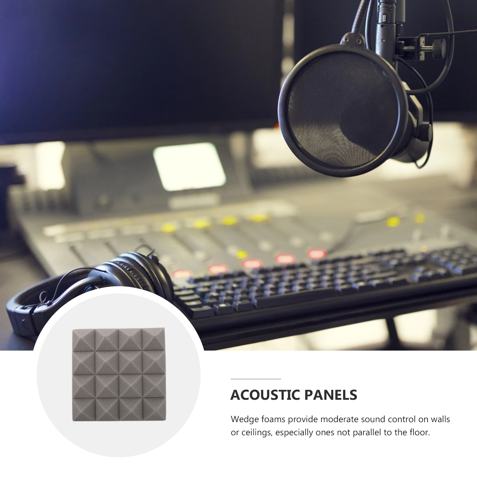 

22pcs Pyramid Acoustic Mats Sound Proof Padding Noise Reduction Wall Panel For Home Studio Grey High Density Polyurethane Sound