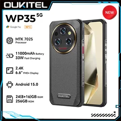 Oukitel-Smartphone robuste WP35, 5G, 11000mAh, 24 Go + 256 Go, Andiron 14, 64 MP, NDavid, Téléphone portable