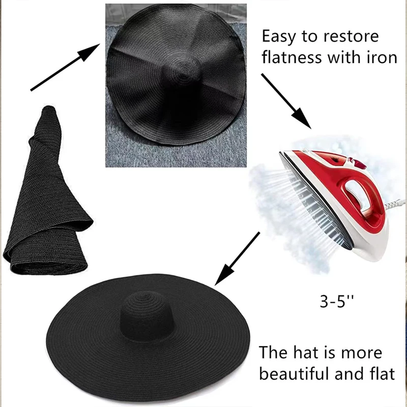 Sommer Leere Top Runde Sonnenhüte für Frauen Elegante Breite Große Krempe Strand Strohhut Casual Panama Caps Uv-schutz Kappe Sombrero – Detail 8