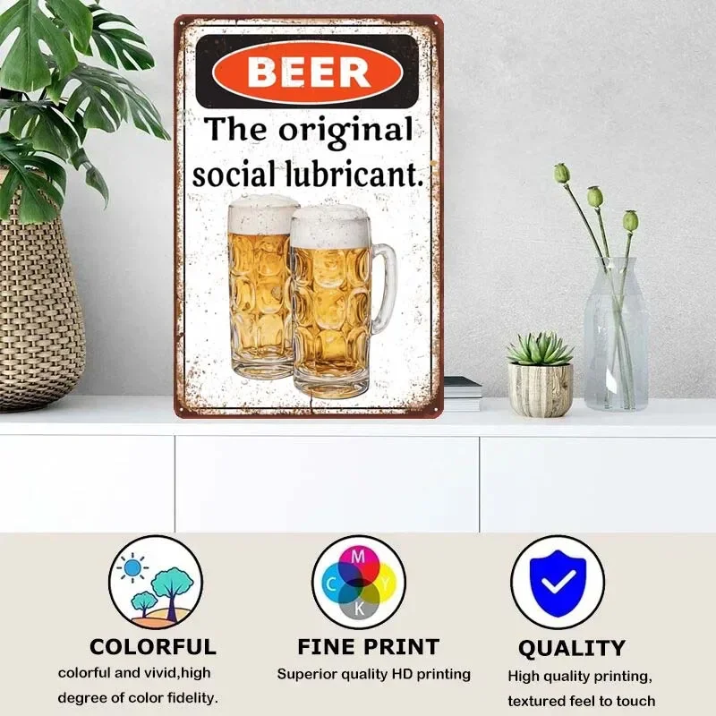 Social Lubricant Poster Vintage Tin Plates Metal Poster Home Decor Items Retro Funny Metal Signs for Wall Art Decoration Room