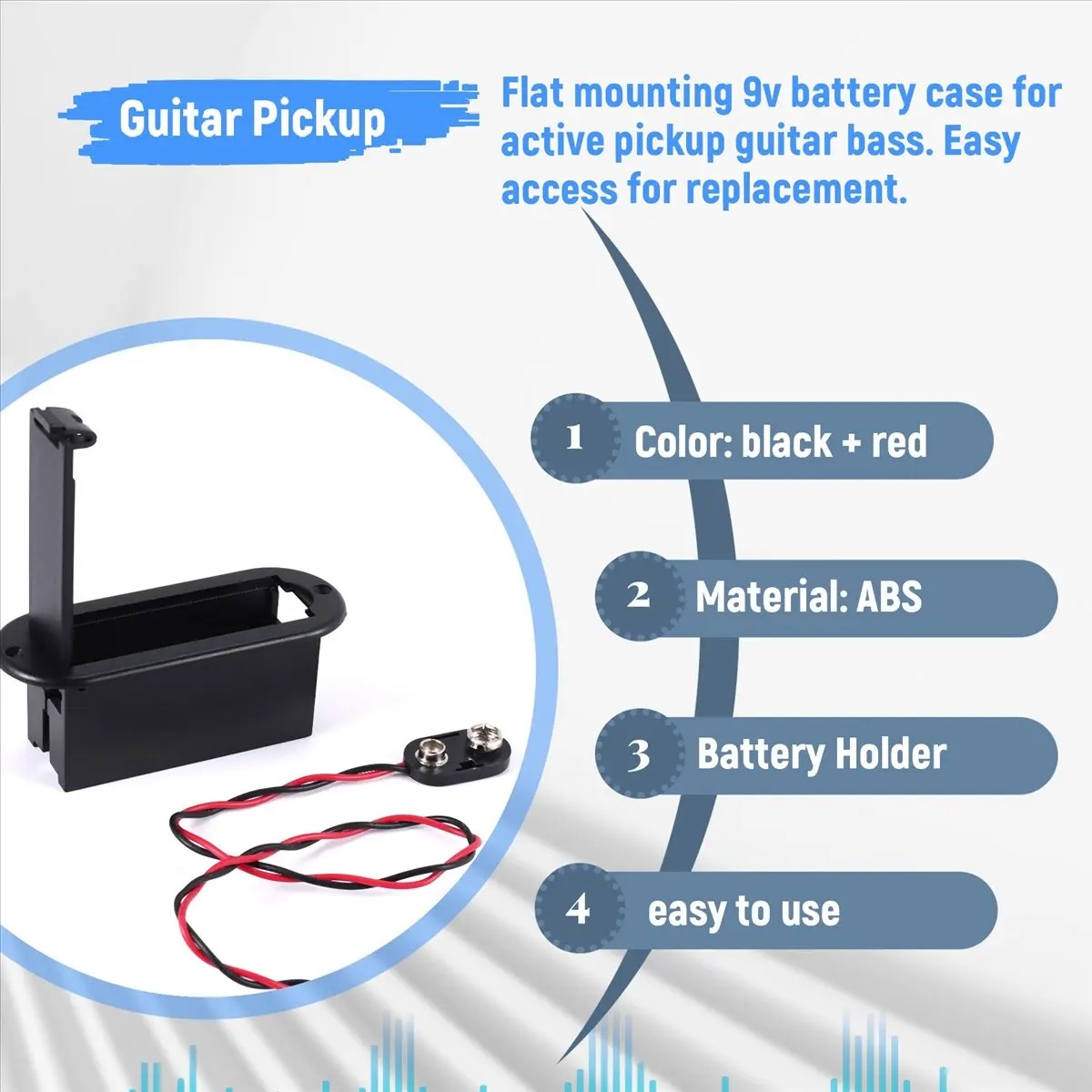 Carefree- 9V Battery Holder Case for Active Guitar Bass Pickup
