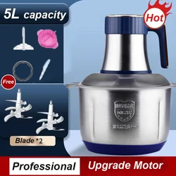 Electric Meat Grinder Household Stainless Steel 5L Mincer Crusher Food Processors Vegetable Chopper Kitchen Appliances