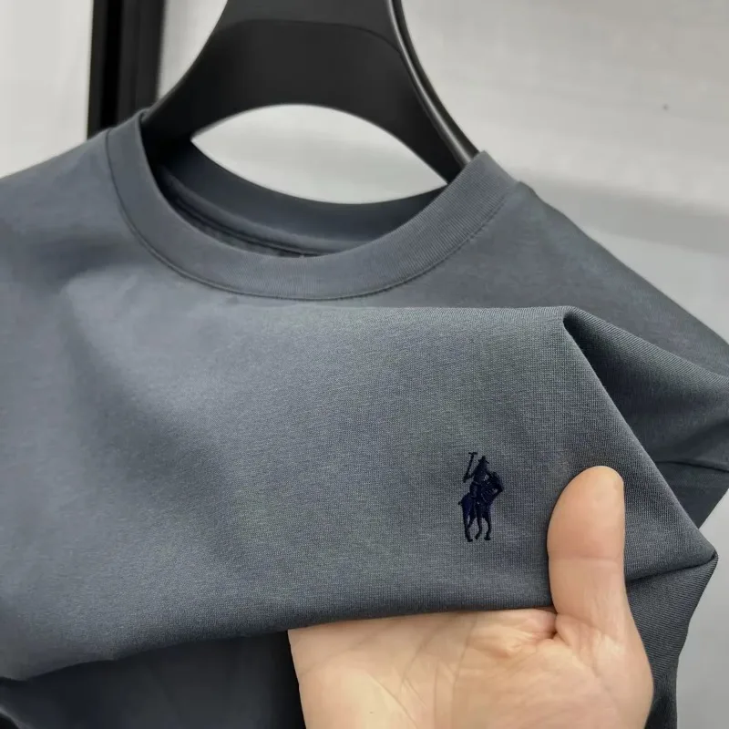 2026 Zomer Heren Gebreide Katoenen T-shirt met Korte Mouwen, Modieus en Comfortabel, Geprint, Ademend