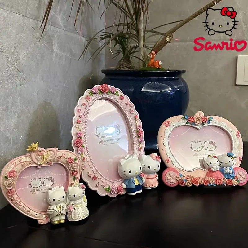 Sanrio Hello Kitty Pumpkin Carriage Resin Photo Frame Cartoon Posters Hanger Decoration Anime Desktop Ornaments Crafts Gifts Toy