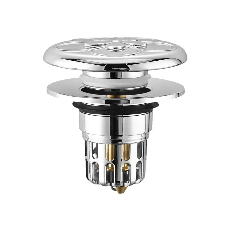 Universal Bathroom Wash Basin Drain Plug Po- Up Sink Drain Stopper Hair Catcher Sink Strainer Basin Press Filter Element