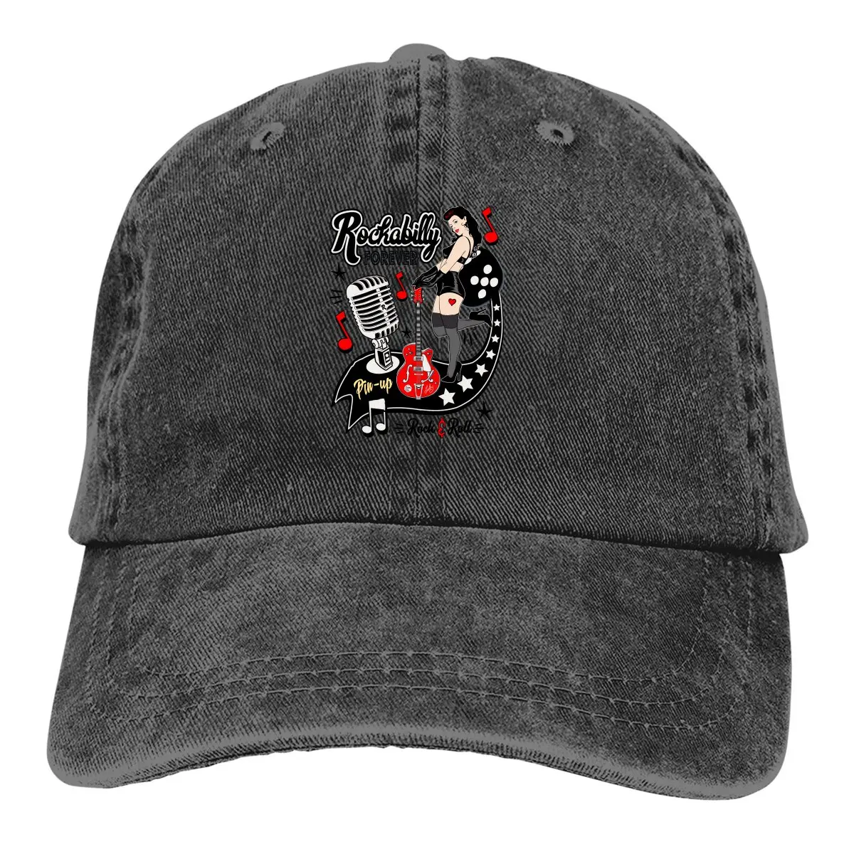 Rockabilly Style Pin Up Girl Guitar Dice Vintage Classic Baseball Cap Men Hats Women Visor Protection Snapback Rock N Roll Caps