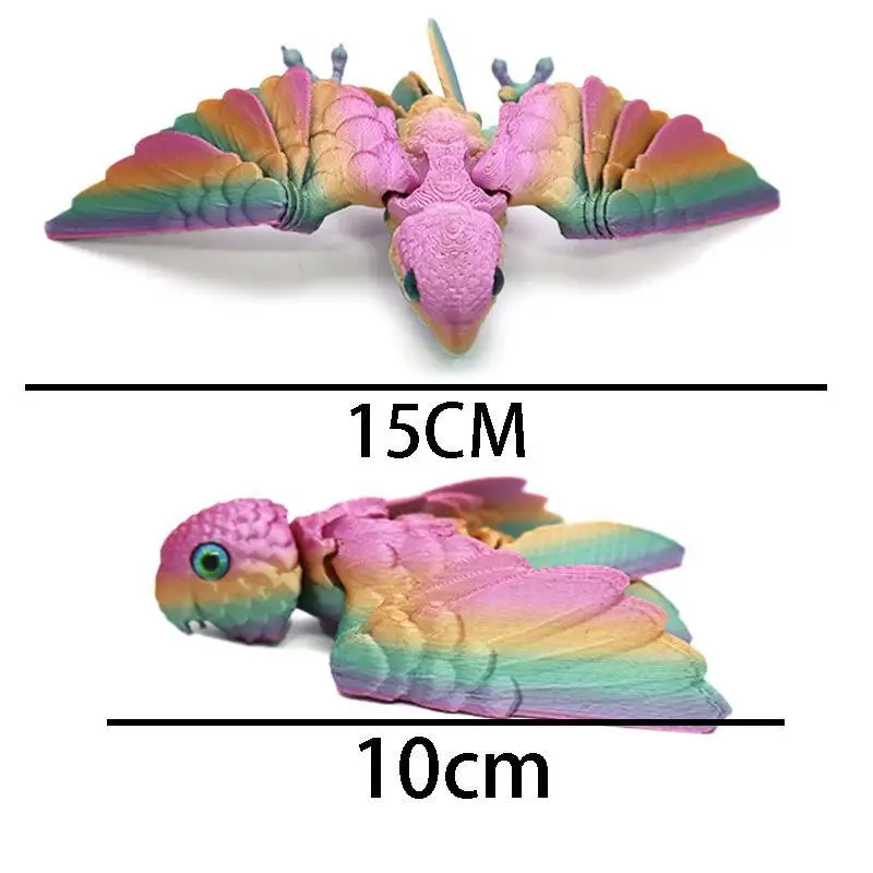 3D Printed Flexible Parrot Statue Movable Wings Joints Realistic Bird Figurine for Office Ornament Kids Educational Toy Gift