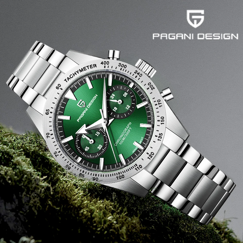 

Мужские часы Pagani Design Retro Moon, роскошные кварцевые часы с сапфировым стеклом, спортивный хронограф, полностью стальные часы для дайвинга, модель 2026 года.