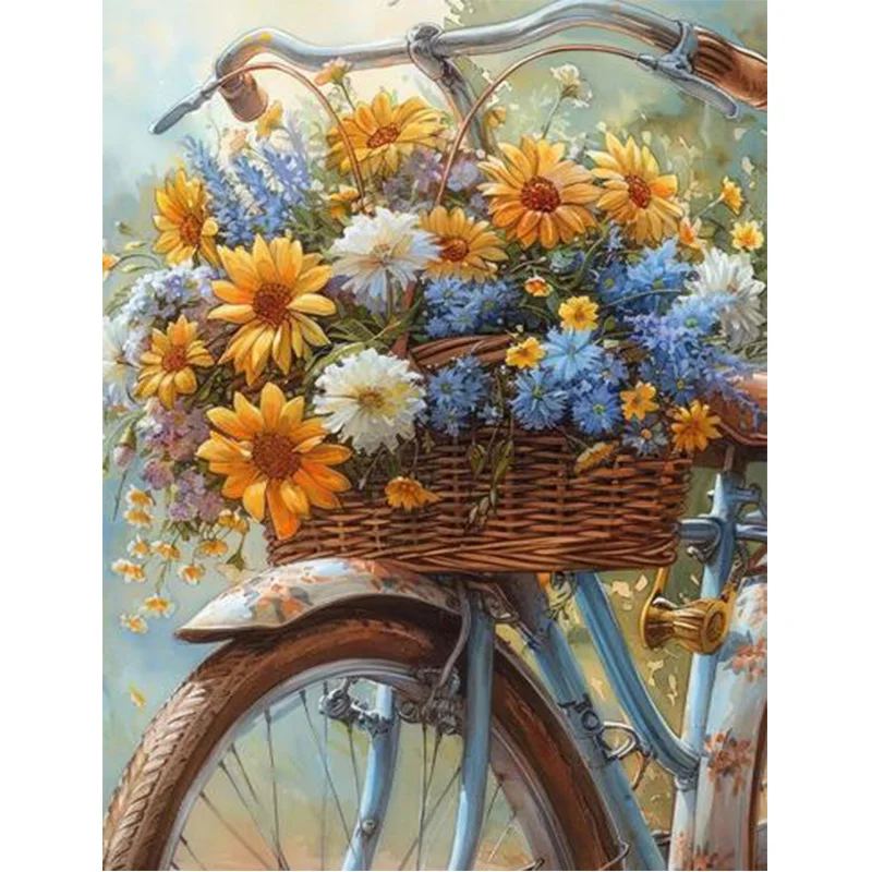 DIY 5D Diamond Painting Cartoon Flower Basket Bicycle Living Room Bedroom Wall Decoration Painting