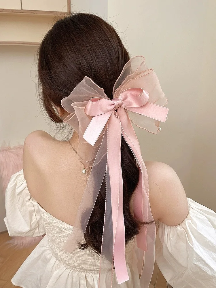 

Ponytail Hair Clip Fashion Hair Accessory Headwear Women's Bow Hair Clip Pearl Black Hair Clip