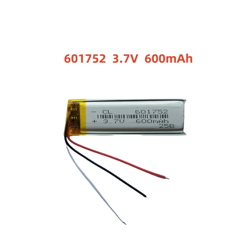 

3.7V 500mAh Li-Polymer Replacement Li Lipo Battery 601752 JST 2Pin 1.0/1.25/1.5/2.0/2.54mm Connector For GPS Camera LED