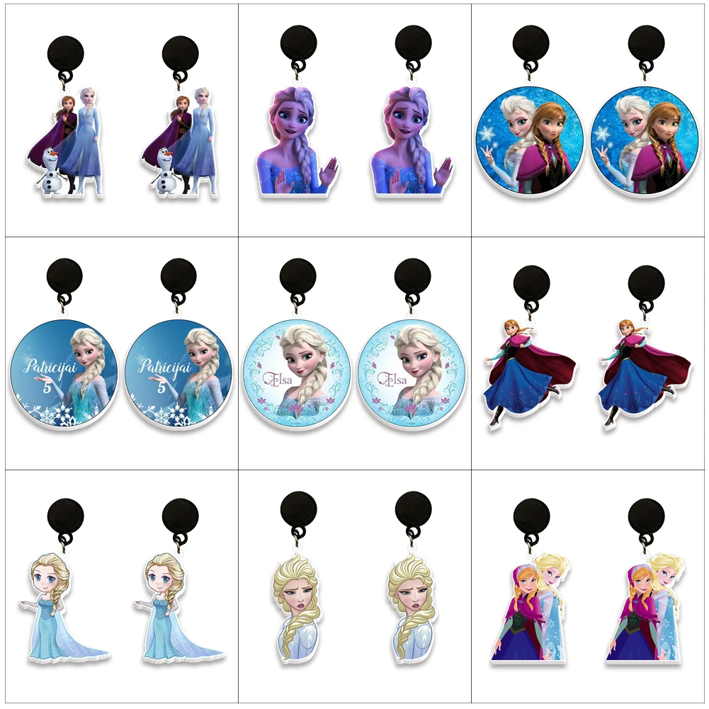 

Disney Frozen 2 Elsa Anna Princess Pendant Earrings Design Drop Earrings Acrylic Resin Women Girls Jewelry Accessories Gifts
