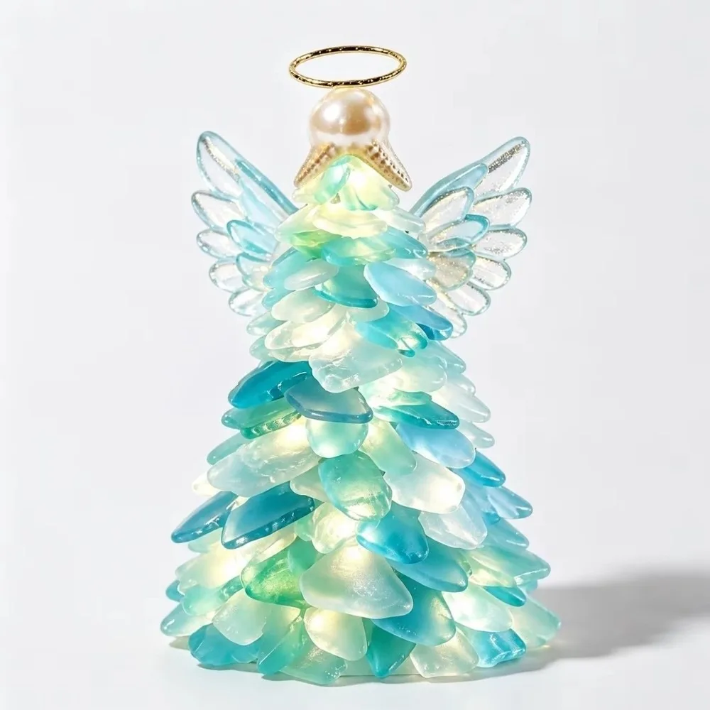 LED Lighting Sea‑Glass Christmas Ornament Kit Colorful Holiday Style Illuminated Christmas Decor Christmas Light Ornament