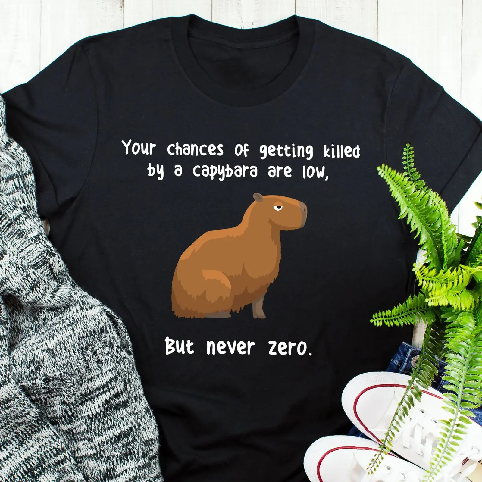 Funny Capybara Never Zero Meme T Shirt for Cute Animal Lover South America Rodent Cavy Casual vintage Washed Soft Versatile