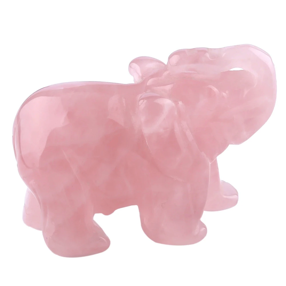 Hand Carved Elephant Jade Ornaments Pink Crystals Gemstone Crystal Rock Natural Stone Mini Animal