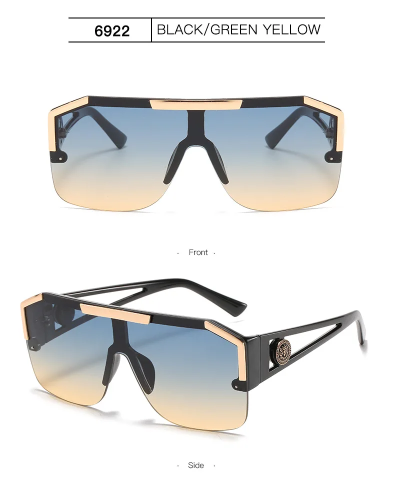 Neue Luxus übergroße Männer Sonnenbrille Marke Designer Sonnenbrille für Frauen Mode Farbverlauf quadratische Farben – Detail 15