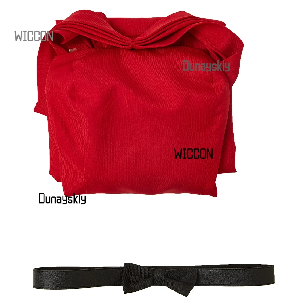 Reiko Houshou Red Gown Wig Set Halloween Cosplay Graduation Party Dress  Detective-Themed Elegance Nazotoki wa Dinner no Ato de