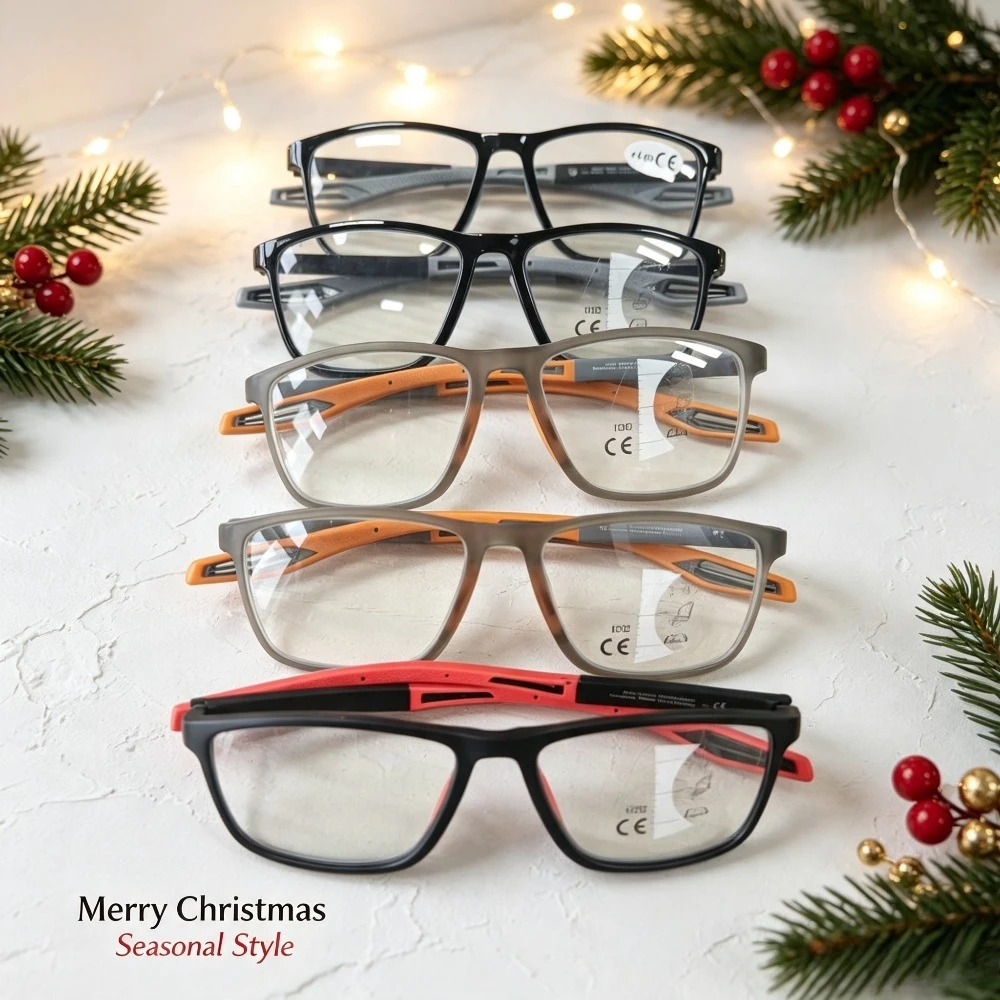 5 Men's and Women's Minimalist Color Block Rectangular Frame Reading Glasses, Ultra-light Soft-legged Portable Office Reading Glasses, Essential for Office and Reading, of Which 5 Are Black Shells. Christmas and Halloween Gifts, Random Colors