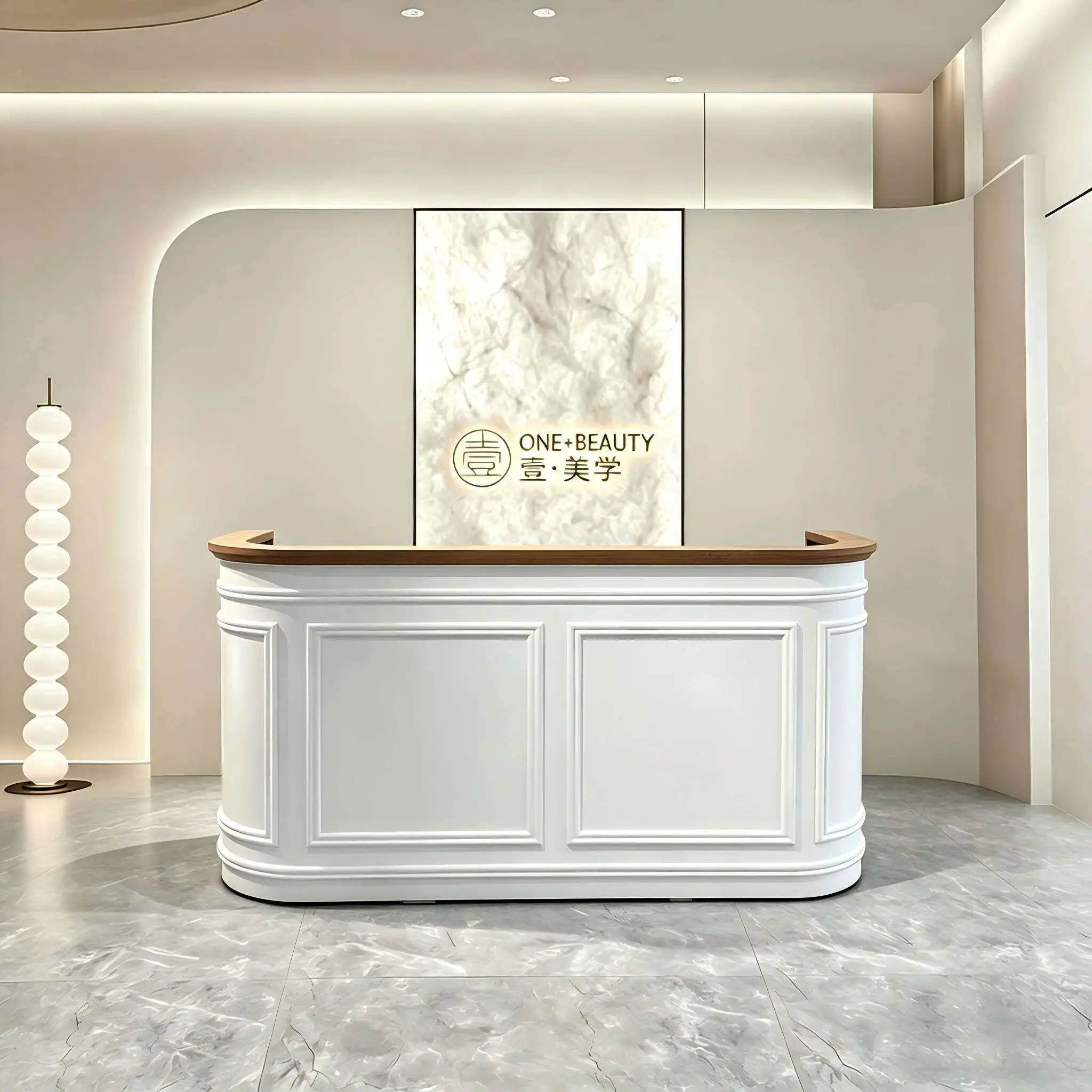 Minimalist Small Front Desk Reception Counter For Beauty Salon Hotel Gym Spa-Durable Eco-Friendly Heavy Duty Customizable Size