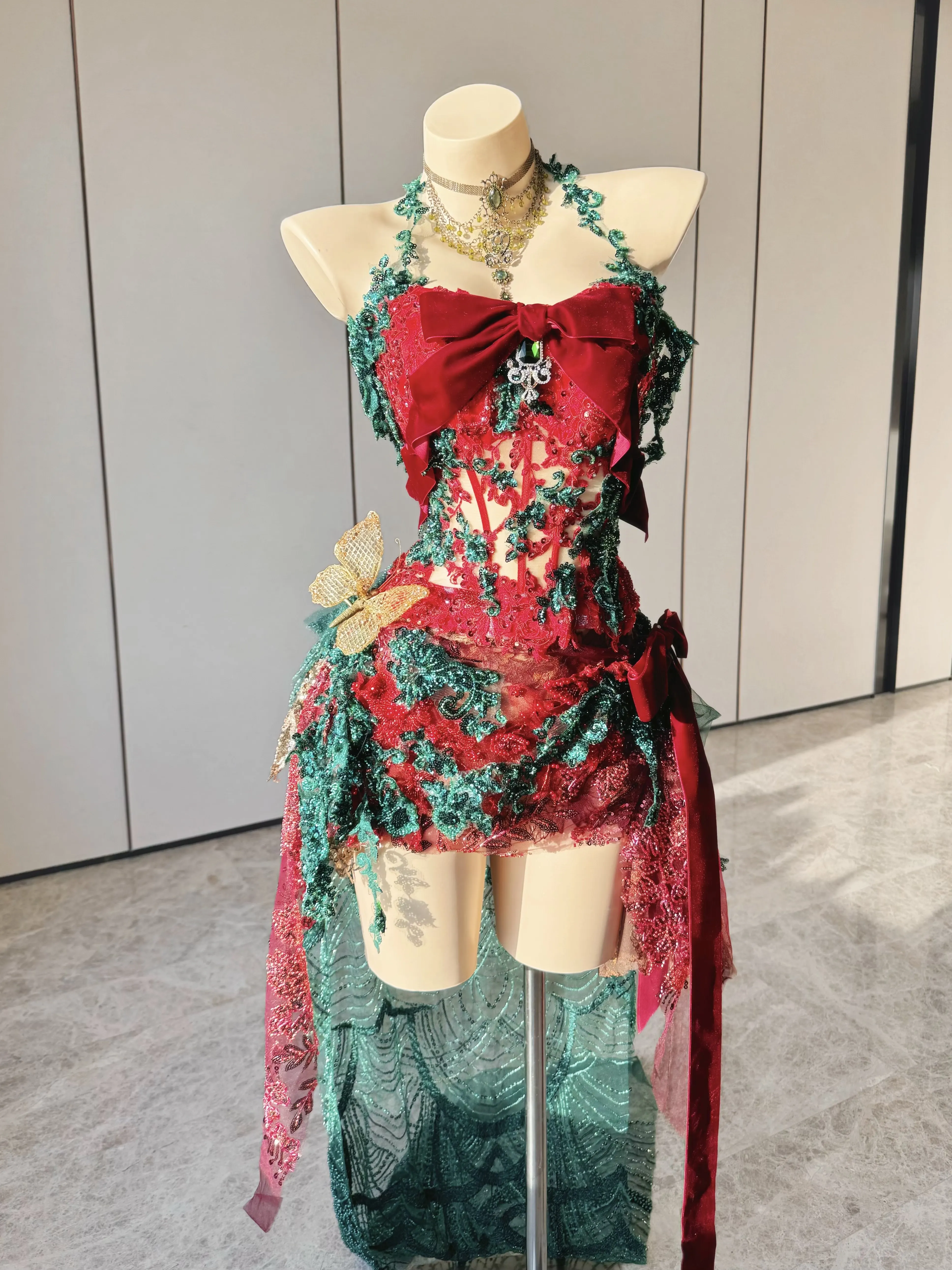 ZIWU Original Christmas Fairy Dress 3D Floral Butterfly Corset Outfit for Music Festival Vacation Photoshoot Stage