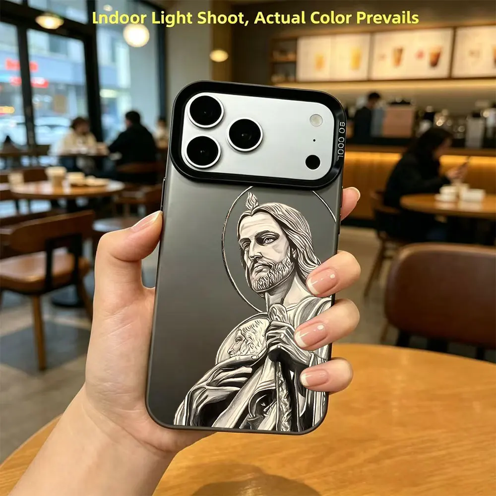 Funda Protectora para Teléfono con Diseño de San Judas Tadeo para iPhone 17 16 15 14 13 12 11 Pro Xs Max Plus Air Mini XR X 17e 16e