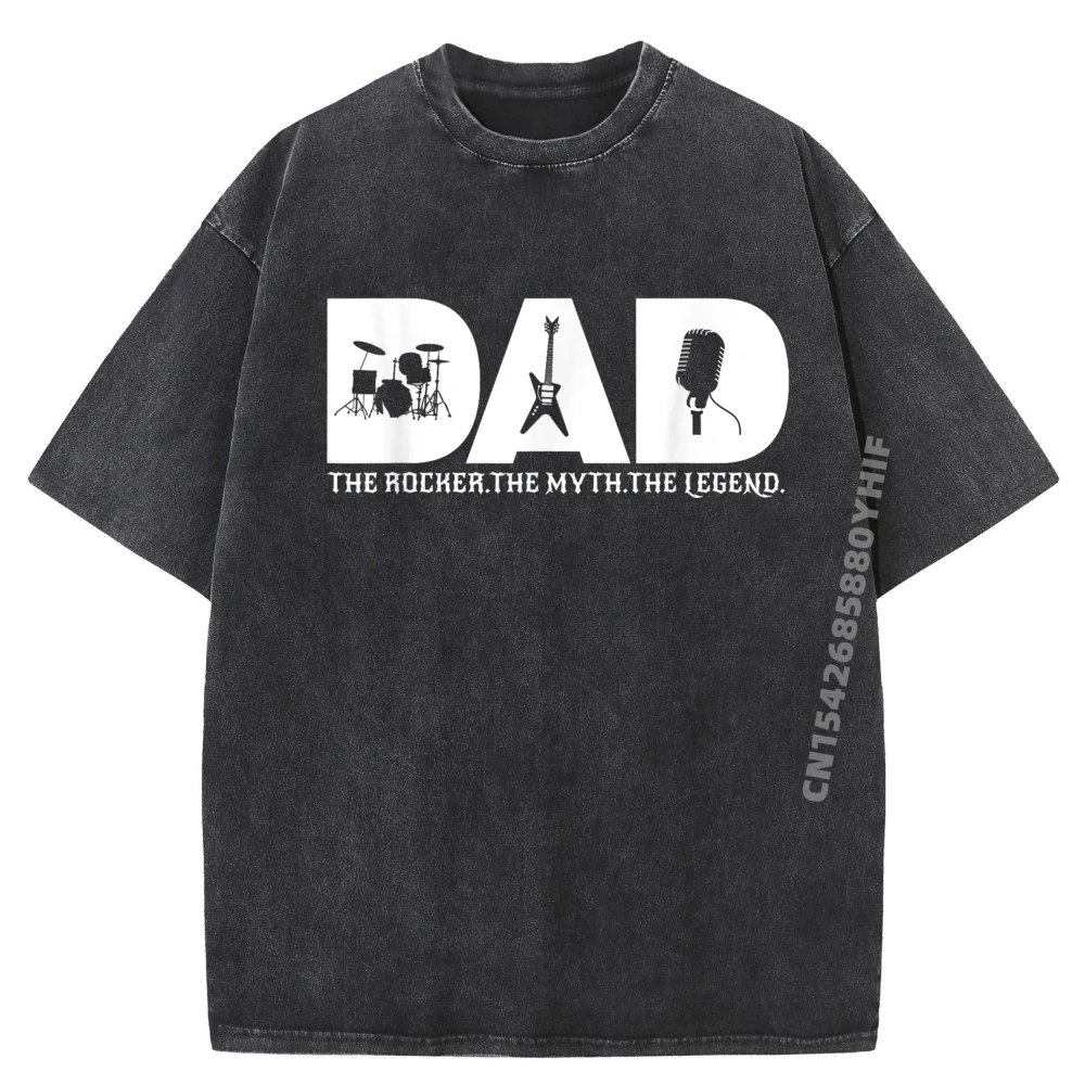

Loose Printed Tops Dad The Rocker The Myth The Legend Rock Music Band Graphic T Shirts Mens Funny Washed Tshirts