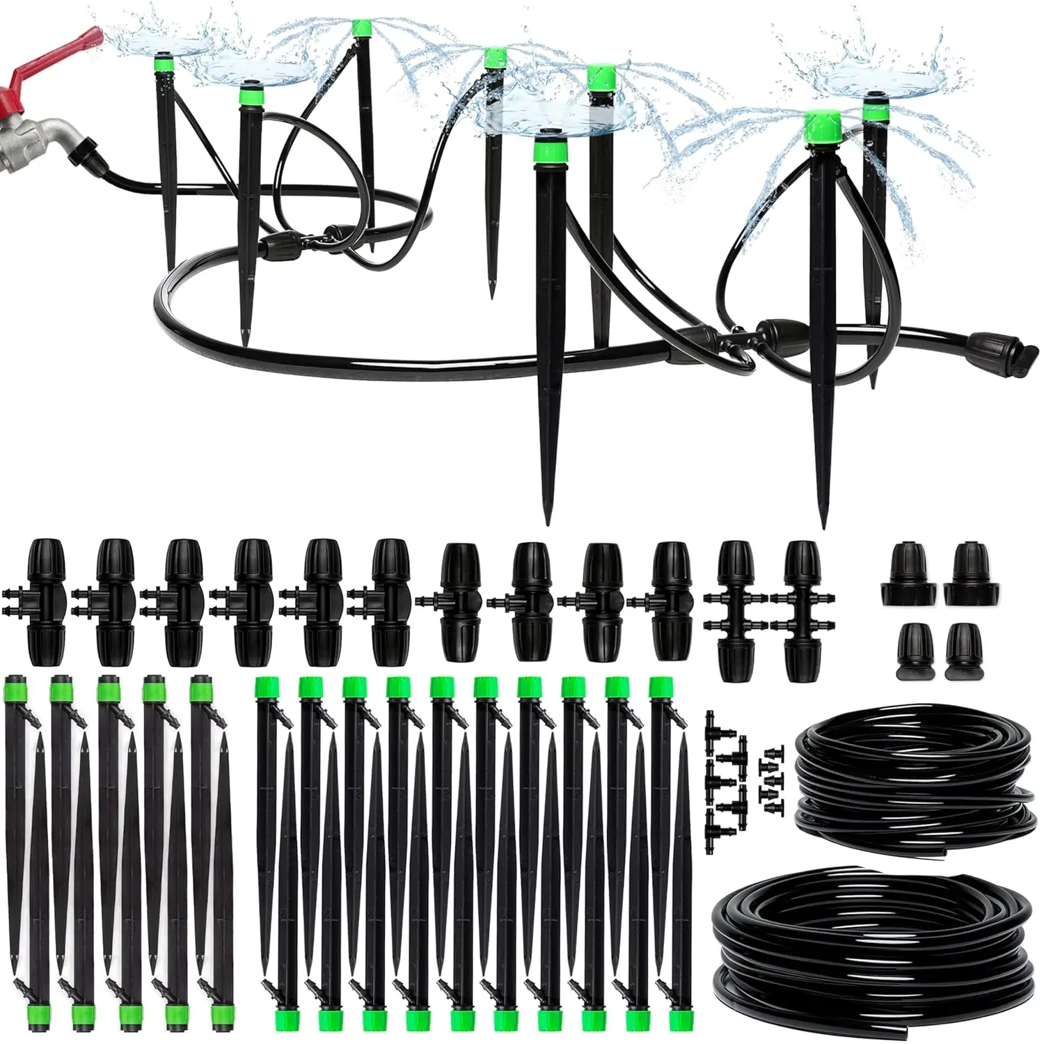 

Drip Irrigation System Kit - Complete Premium Garden Watering System with Adjustable Sprinkler Emitters, 5/16" & 1/4" Tu