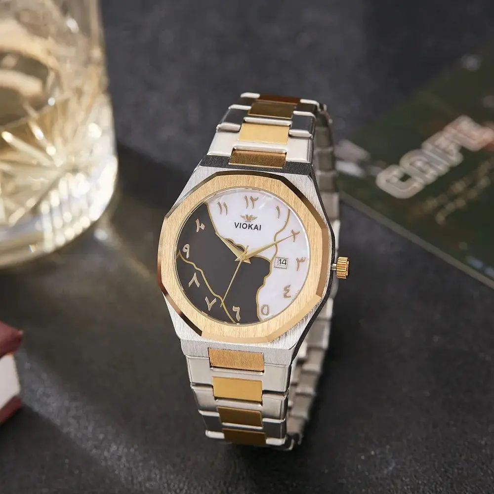 

Fashionable Trendy Men's Watches Waterproof Calendar Shell Surface Arabic Steel Strip Quartz Watch Reloj часы мужские наручные