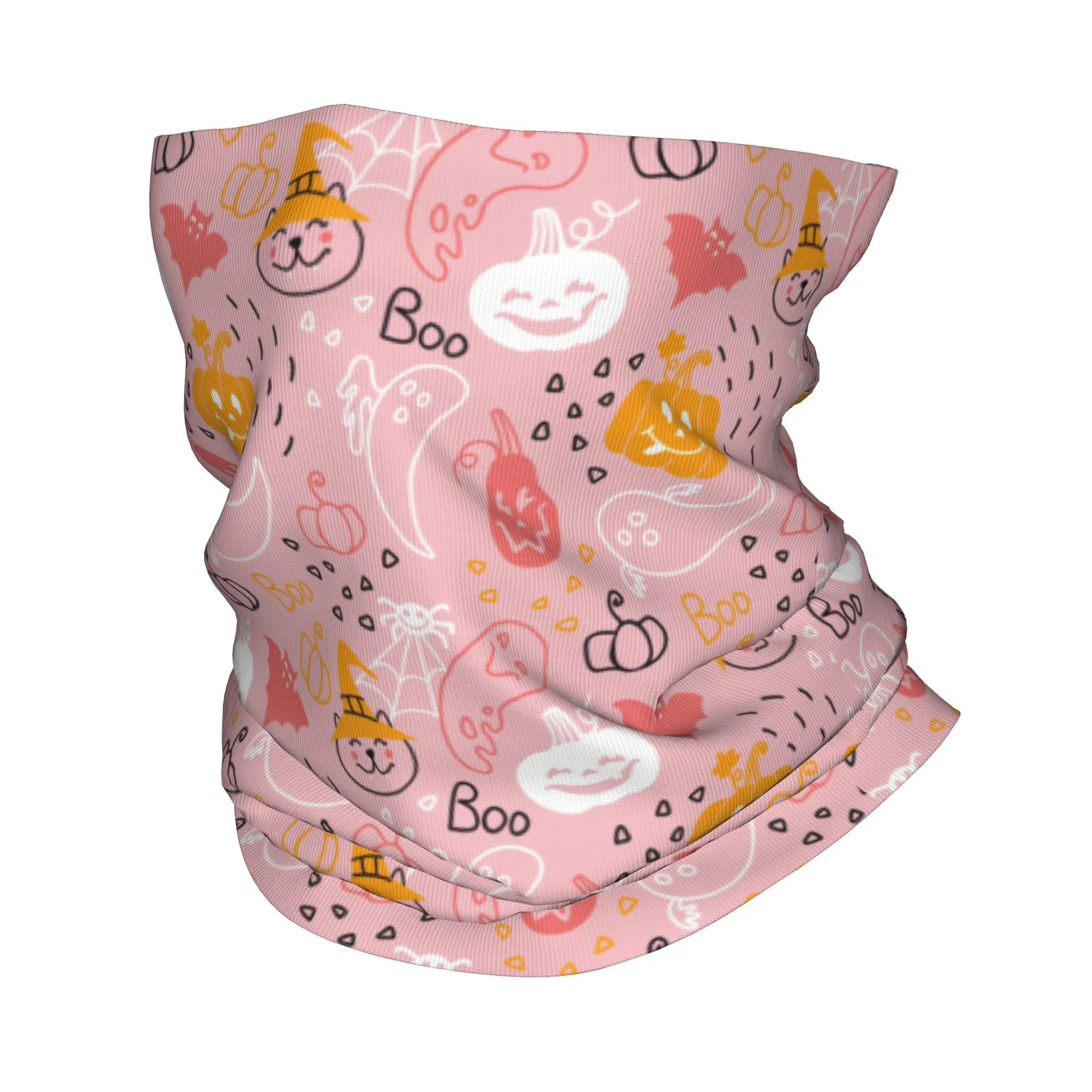 Spooky Halloween Pumpkins Boo Bandana Neck Gaiter Printed  Balaclavas Mask Scarf Multifunctional for Men Women Adult Windproof