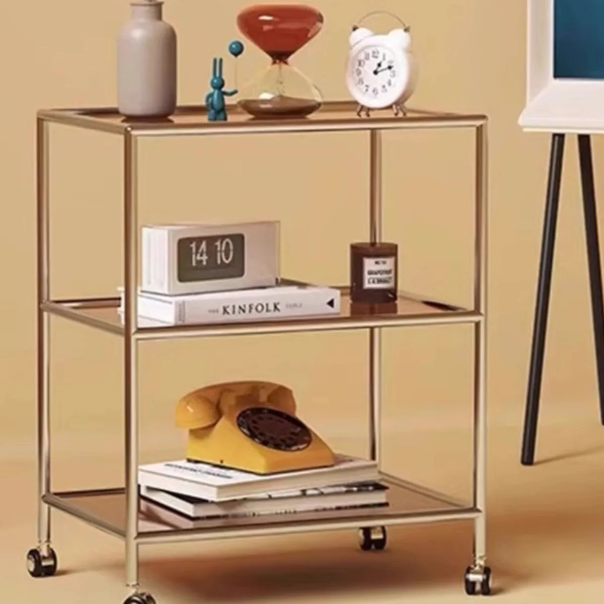 

Medieval tempered glass rack, stainless steel ins trolley with wheels, coffee table, movable sofa