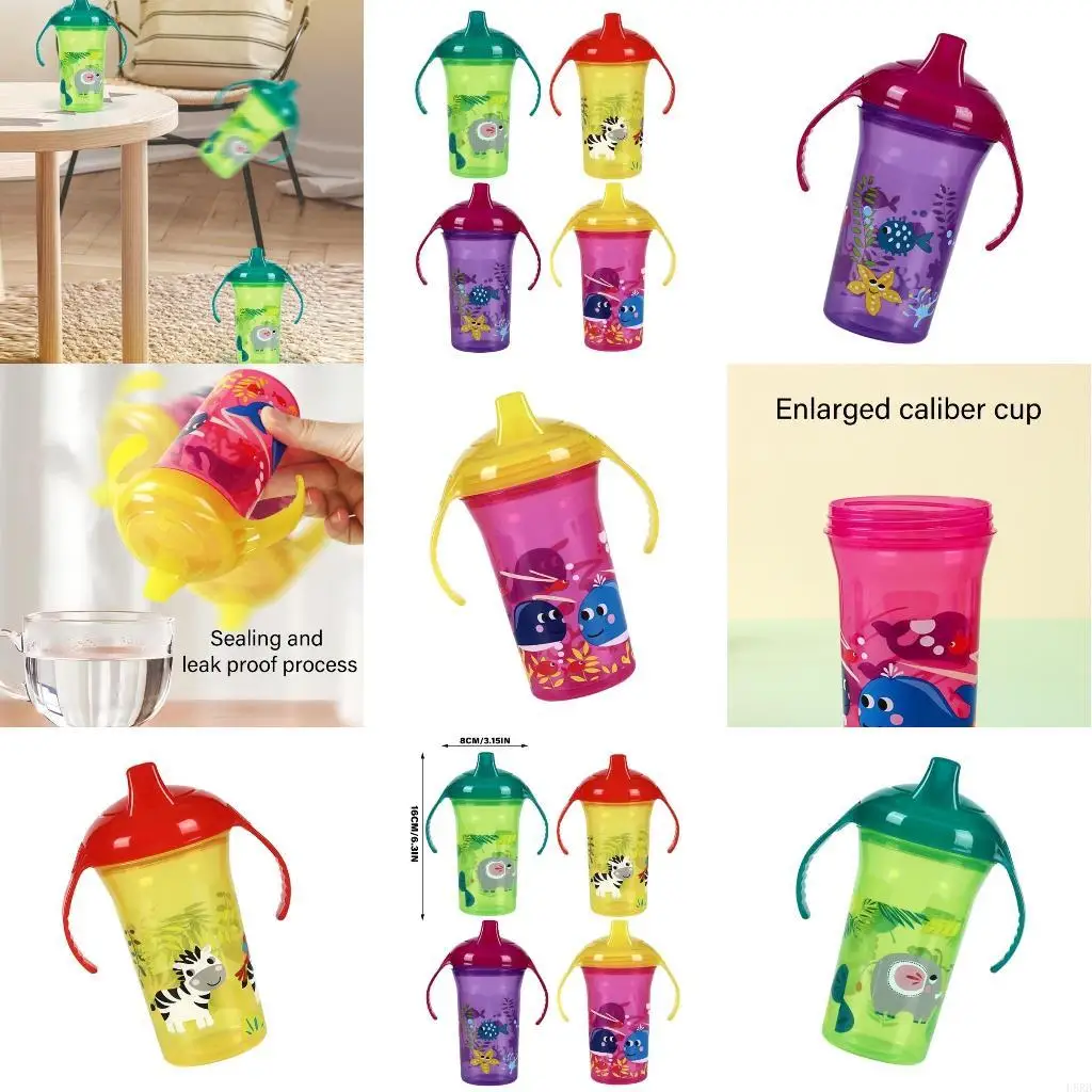 

Toddler Baby Training Cup with Anti Slip Ergonomic Two Handle 300ml Big Capacity L8RB