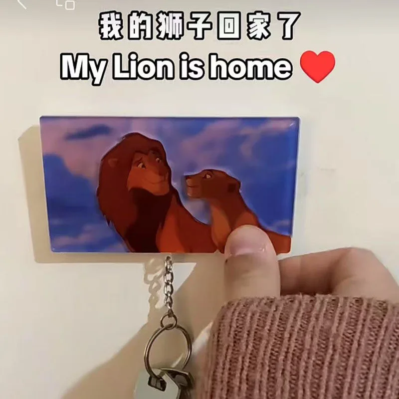 ライオンキングキーホルダー家の壁かわいいカップルキーホルダーハンガーキー完璧なギフトマッチングキーホルダーリングルームの装飾