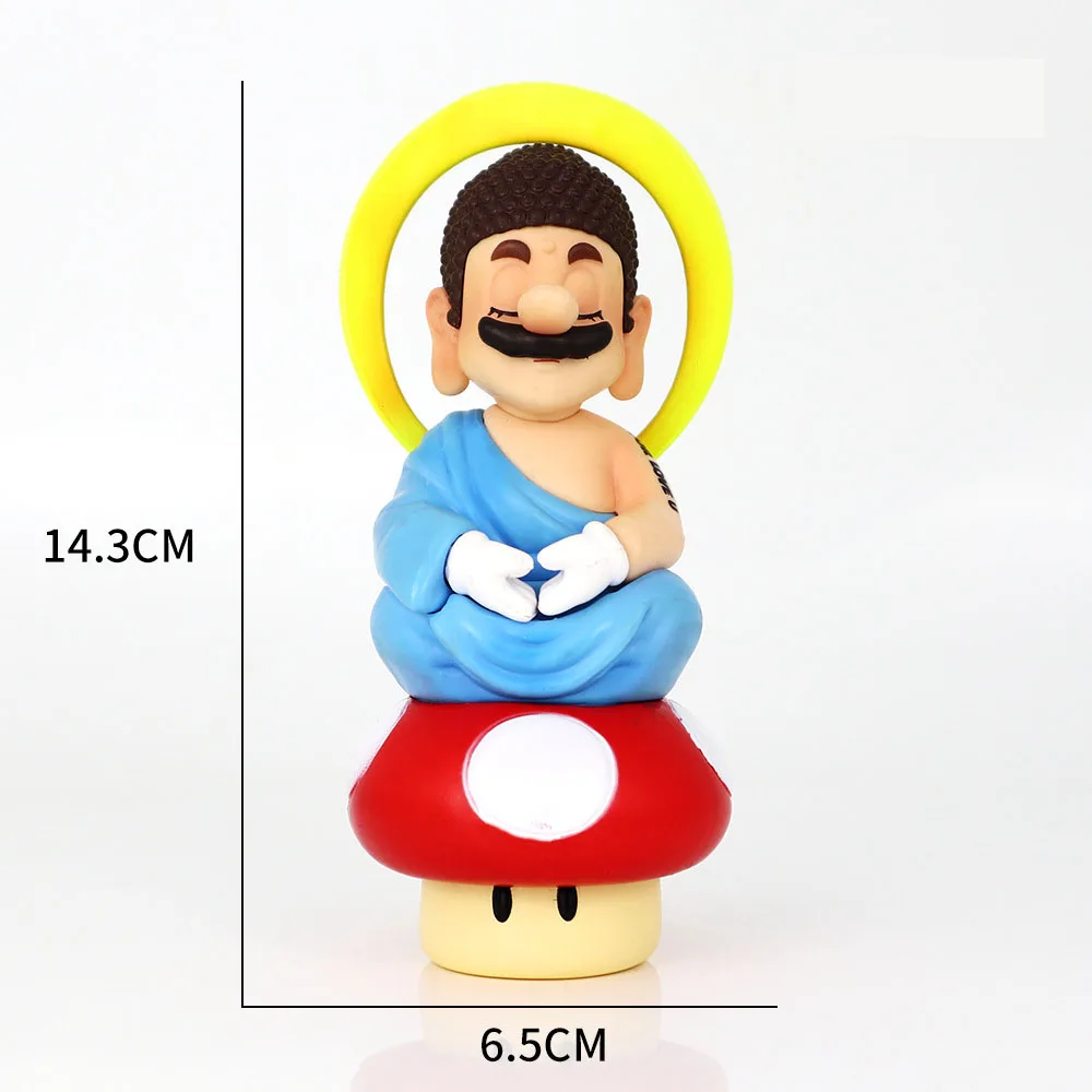 14cm Super Mario Bros Cosplay Buddha Action Figure PVC GK Model Creative Toys Room Desktop Car Decorative Ornament Birthday Gift