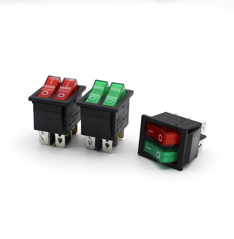 1PCS KCD8 6PIN 16A 250V 20A 125V Double Light Switch Rocker Switch Waterproof ON-OFF KCD6 Boat Power Switch