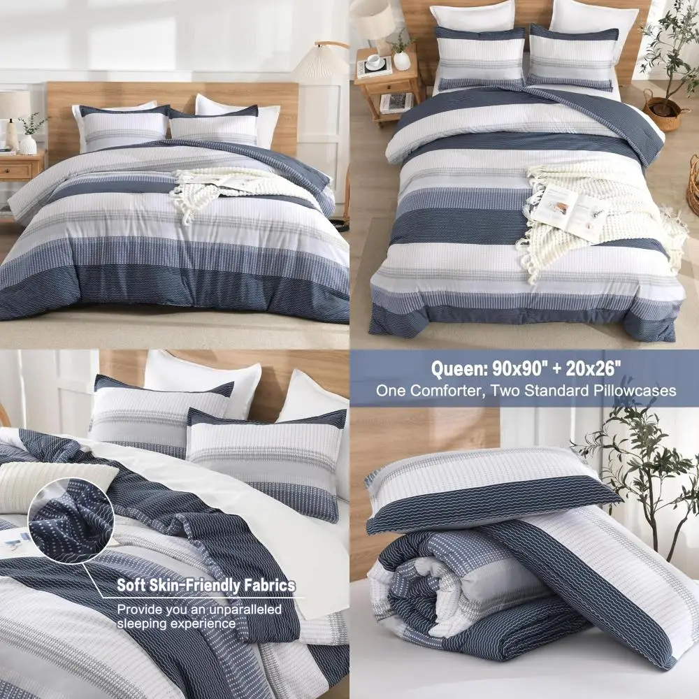 

Черно-синий легкий комплект одеял из трех предметов с наволочками, всесезонное пуховое альтернативное постельное белье