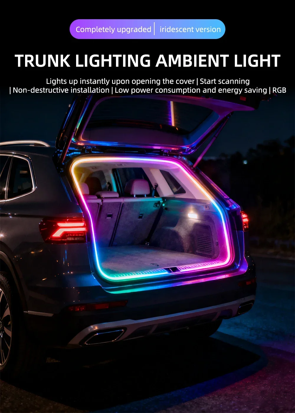 RGB Auto-Kofferraum LED-Streifenlicht, warmweiß, flexibler Streifen für die Beleuchtung des Laderaums, DIY Outdoor-Camping-Dekorationslicht – Detail 2