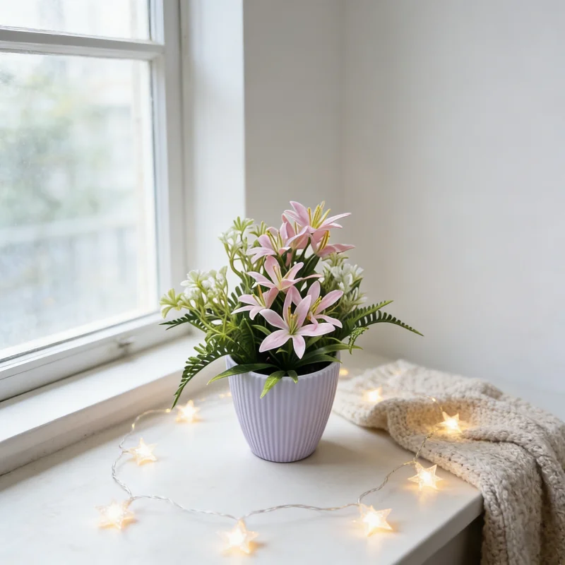 1 Stück künstliche Blumentopfpflanze mit Topf, Heimdekoration, Blumenornament, künstliche Pflanze, Mini-rosa Topfpflanze, Desktop-Dekoration